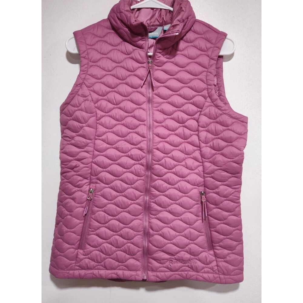 FREE COUNTRY Women's VEST JACKET Size M PINK PUFFER Pockets